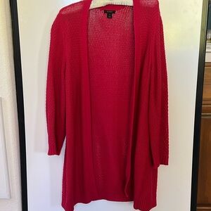 Halogen Red Long Open Front Cardigan Size 1X